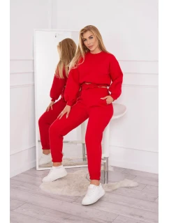 Zateplená súprava s krátkou mikinou červená