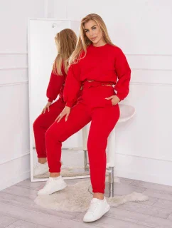 Zateplená súprava s krátkou mikinou červená