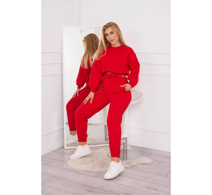 Zateplená súprava s krátkou mikinou červená