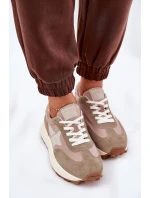 Dámské Sportovní Boty Z Semiše Na Platformě model 21686699 Béžové - VINCEZA