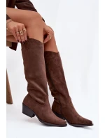 Dámské Kovábojky Na Podpatku Z Eko Semiše Hnědé Esmira Dámské Kovábojky Na Podpatku Z Eko Semiše Hnědé Esmira