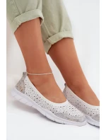 Kožené Ažurové Baleríny S.Barski GR61-5973 Bílé