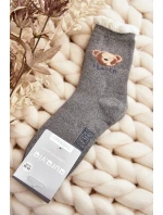 Silné bavlněné ponožky s medvídkem, šedé Silné bavlněné ponožky s medvídkem, šedé