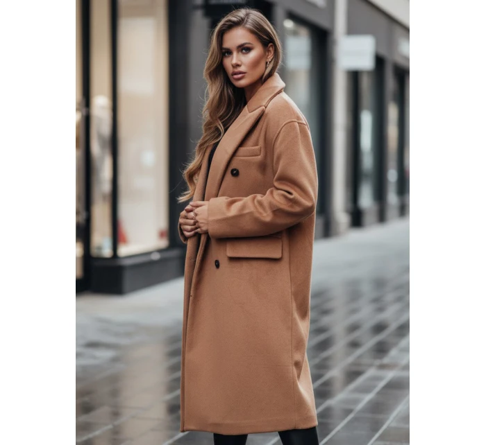 Dámský zimní kabát dlouhý oversize camel Dstreet model 21995099 - FashionStreet