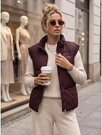 Kamizelka damska pikowana ze stójką bordowa model 22354112 - FashionStreet