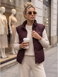 Kamizelka damska pikowana ze stójką bordowa model 22354112 - FashionStreet