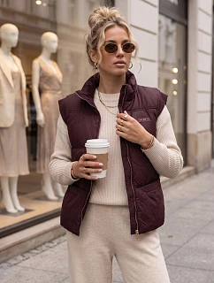 Kamizelka damska pikowana ze stójką bordowa model 22354112 - FashionStreet