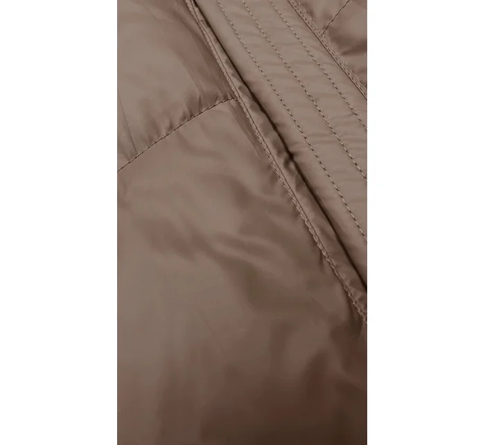 Tmavě béžová prošívaná péřová dámská vesta model 19456801 - S'WEST Tmavě béžová prošívaná péřová dámská vesta model 19456801 - S'WEST