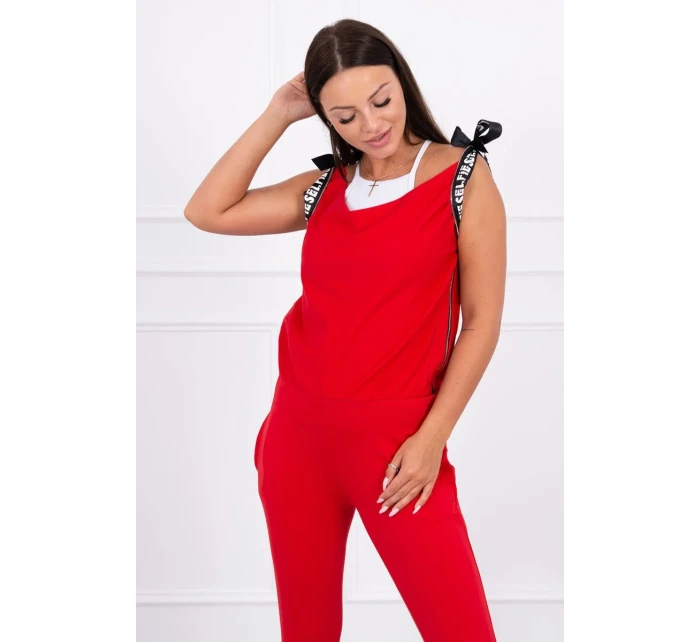 Nohavice/oblek s nápisom selfie red