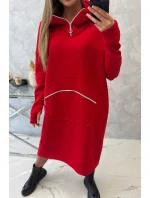 Zateplené šaty s kapucí červené Zateplené šaty s kapucí červené