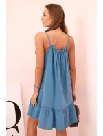 Dámske mušelínové šaty s ramienkami a volánom Dámske mušelínové šaty s ramienkami a volánom