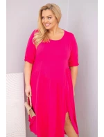 Dámska bavlnená sukňa s asymetrickým lemom v nadmernej veľkosti Fuchsia