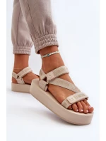 Dámské sandály na platformě Big Star model 21652658 béžové - Big Star Shoes Dámské sandály na platformě Big Star model 21652658 béžové - Big Star Shoes