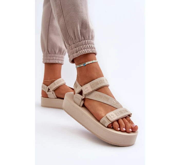 Dámské sandály na platformě Big Star model 21652658 béžové - Big Star Shoes Dámské sandály na platformě Big Star model 21652658 béžové - Big Star Shoes