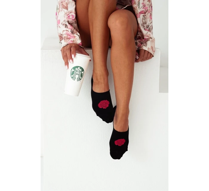 Dámské Přírodní Krátké Ponožky Růžové Černé