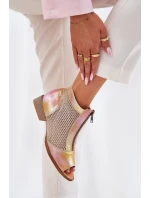 Skórzane Botki Damskie Na Płaskim Obcasie Z Odkrytymi Palcami Maciejka 06413-15 Różowo-Pomarańczowe