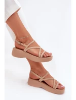 Dámské Sandály Na Platformě S Pásky Béžové model 21702591 - Boto