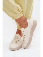 Kožené dámské polobotky model 22133405 světle béžové - VINCEZA