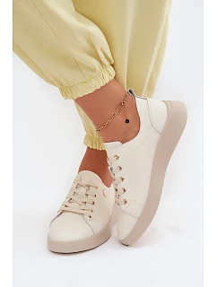 Kožené dámské polobotky model 22133405 světle béžové - VINCEZA