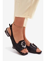 Dámské sandály s ozdobou  Černé model 22133550 - S.Barski