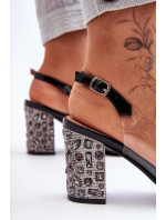 Zdobené štýlové sandále transparentné čierne SBarski