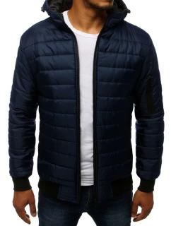 Pánska prešívaná bunda bomber tmavomodrá TX2228