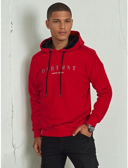 Pánska červená mikina s potlačou FashionStreet BX5681