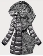 Dámska obojstranná bunda v metalickej sivej farbe (b8070-70)