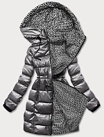 Dámska obojstranná bunda v metalickej sivej farbe (b8070-70)