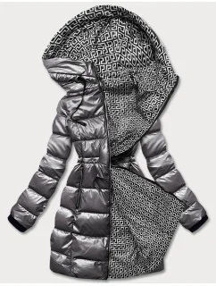 Dámska obojstranná bunda v metalickej sivej farbe (b8070-70)