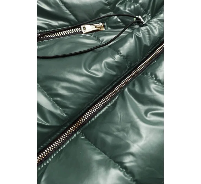 Zelená lesklá vesta s kapucňou (B8130-10)