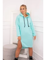 Šaty s kapucí a bočním rozparkem mint Šaty s kapucí a bočním rozparkem mint
