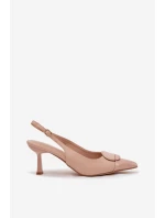 Dámské sandály na podpatku s ozdobným detailem Béžové model 22027885 - Boto