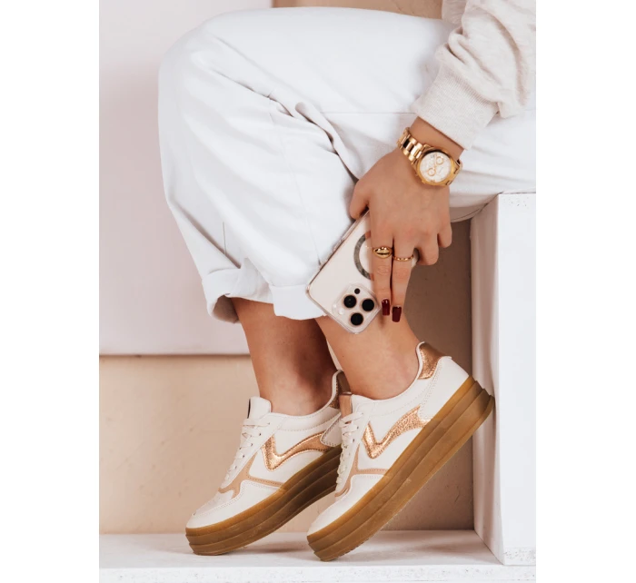 Dámské sportovní tenisky beige Dstreet model 21983716 - FashionStreet Dámské sportovní tenisky beige Dstreet model 21983716 - FashionStreet