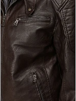 Kurtka męska skórzana z kapturem brązowa model 22358264 - FashionStreet Kurtka męska skórzana z kapturem brązowa model 22358264 - FashionStreet