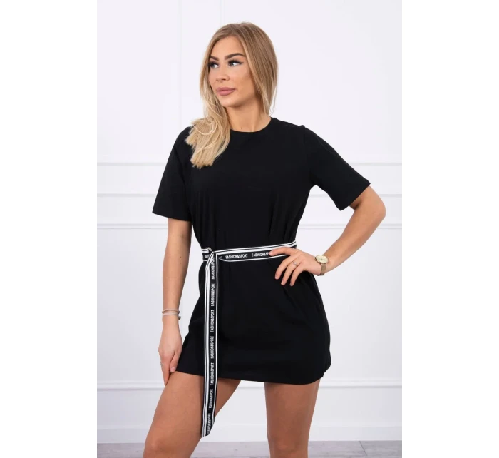 Šaty s ozdobným páskem černé Šaty s ozdobným páskem černé