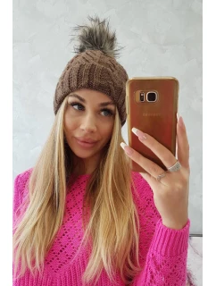 Fleecová kockovaná čiapka K226 mocca
