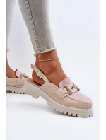 Dámské sandály na ploché podrážce s ozdobou béžové D&A model 21655998 - S.Barski