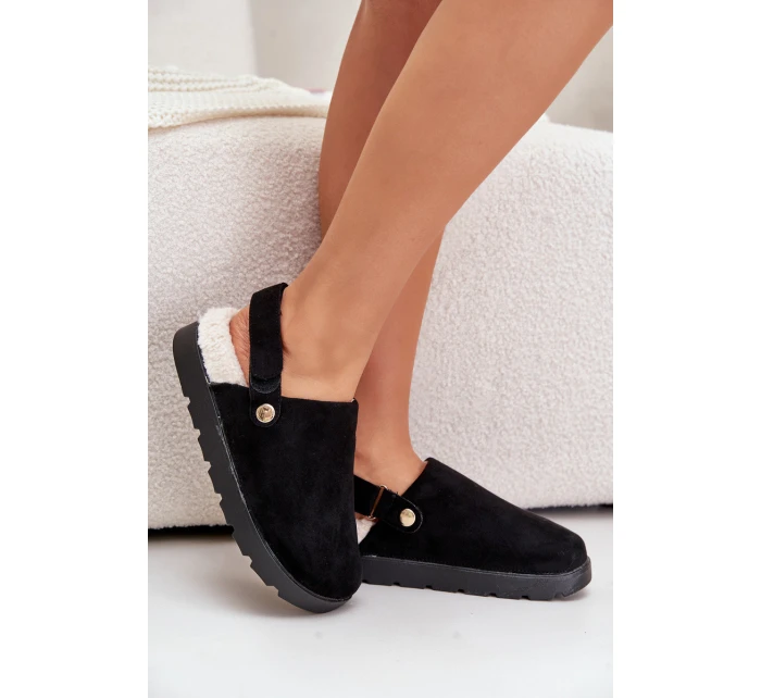 Dámské Pantofle Na Silné Podešvi S Kožíškem A Přezkou Černé model 21679287 - Boto Dámské Pantofle Na Silné Podešvi S Kožíškem A Přezkou Černé model 21679287 - Boto