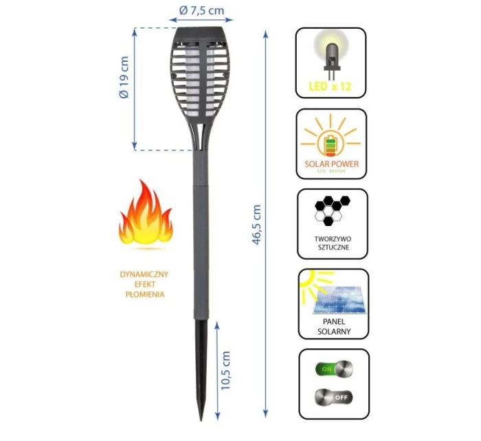 LAMPA SOLARNA  12 LED  SZARA model 21831095