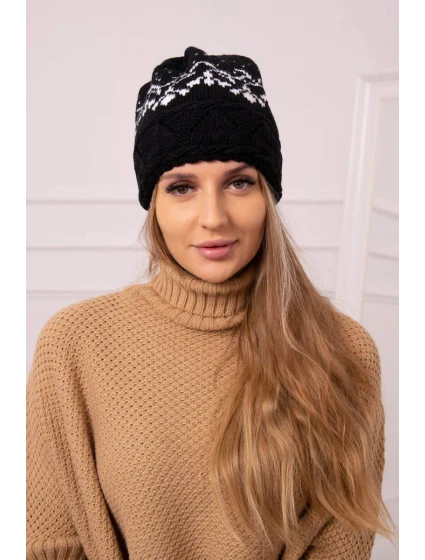 Dámska čiapka Kira K374 black+white Dámska čiapka Kira K374 black+white