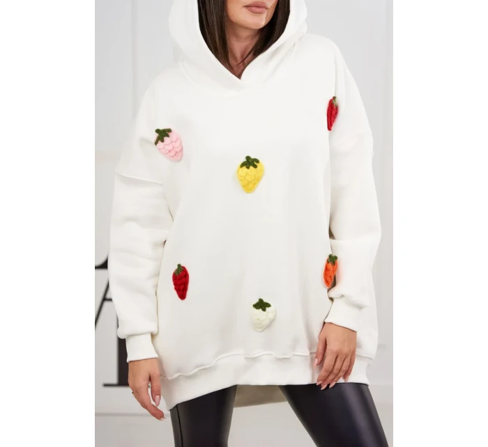 Zateplená mikina s model 19049176 motivem ecru - K-Fashion