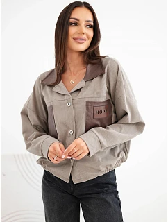 Dámská manšestrová bunda s kapsami a model 22347738 fango zelená - K-Fashion