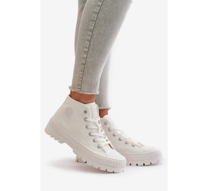 Trampki Damskie Z Cholewką Za Kostkę Big Star OO274009 Białe