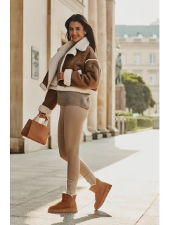 Kožené Semišové Sněhule S Kožešinou model 21676512 Camel - VINCEZA