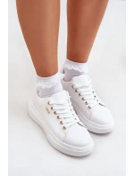 Sneakersy Damskie Na Platformie Eko Skóra Białe Lelandine