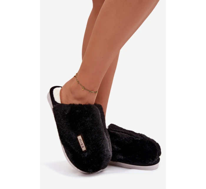 Kožešinové dámské pantofle černé Belinna