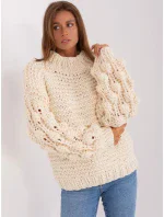 Sweter AT SW model 18895510 jasny beżowy - FPrice Sweter AT SW model 18895510 jasny beżowy - FPrice