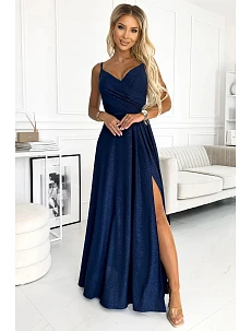 Dámske elegantné šaty 299-10 tmavomodré - Numoco