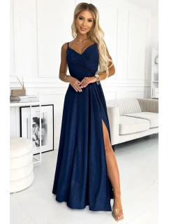 Dámske elegantné šaty 299-10 tmavomodré - Numoco